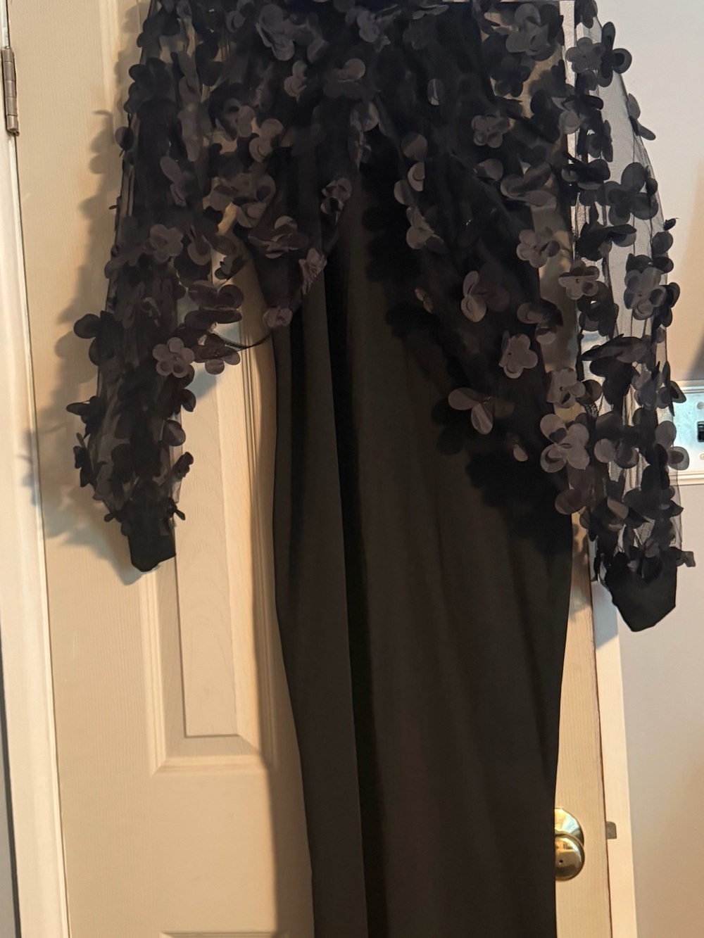 Black Floral Appliqué Maxi Dress